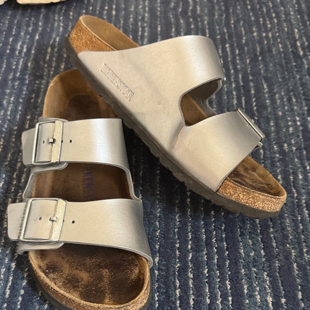 Birkenstock Metallic Silver Sandals